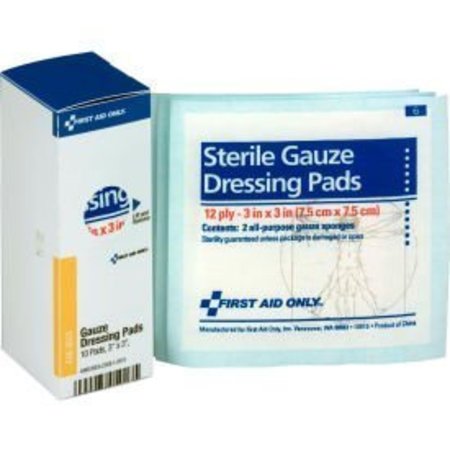 ACME UNITED First Aid Only FAE-5013 SmartCompliance Refill Sterile Gauze Pads, 3"X 3", 10/Box FAE-5013